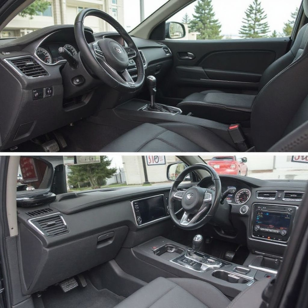 Před a po čištění interiéru vozidla