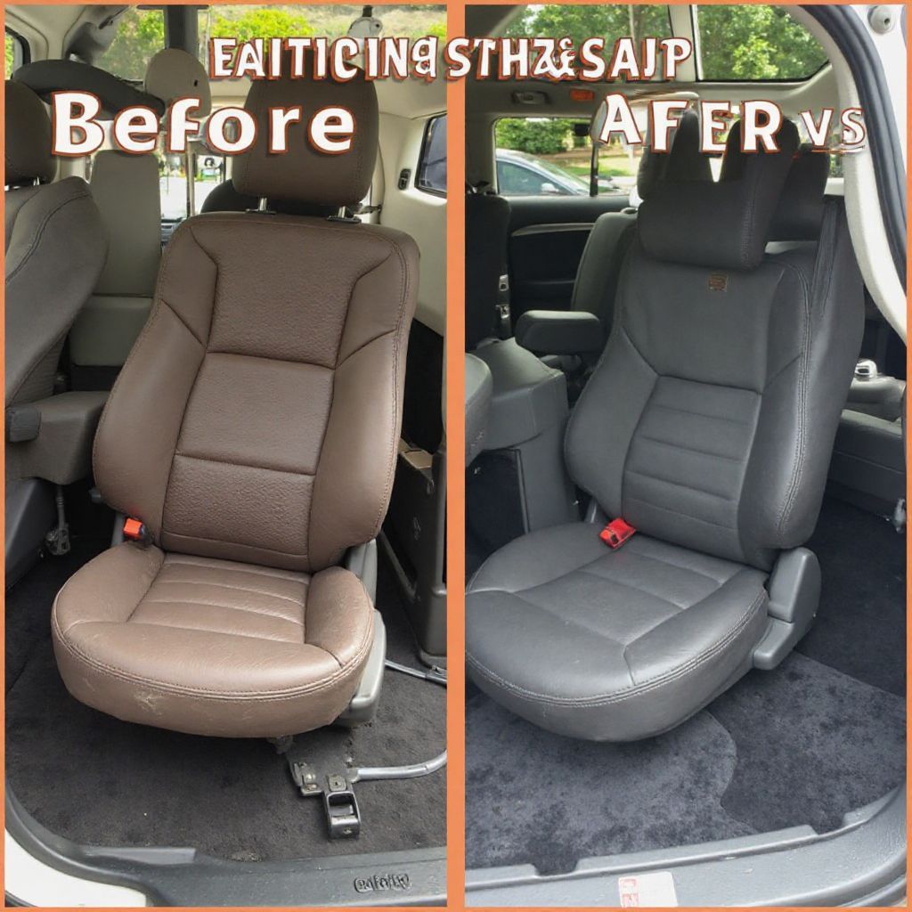 Před a po čištění kožených sedadel