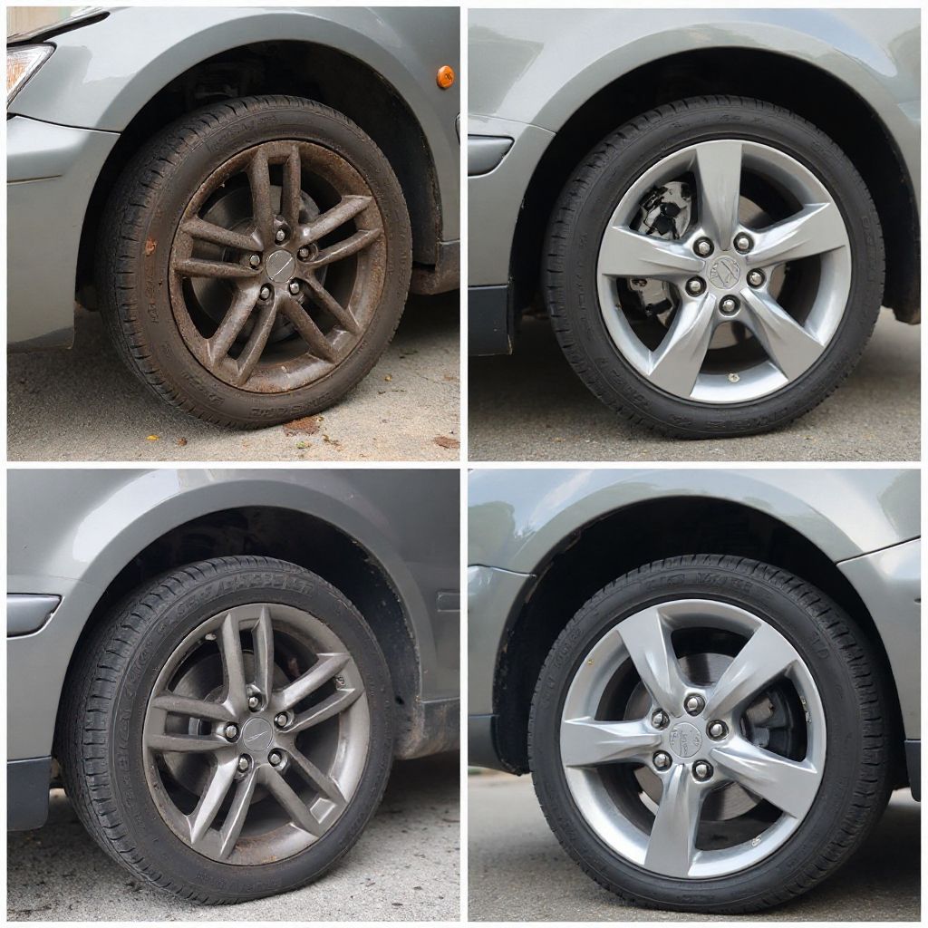 Před a po čištění kol